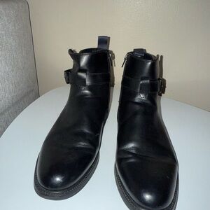 Mix No. 6 Black Leather Chukka Boots with Side Buckle